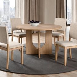 Oberto Round Natural Dining Set