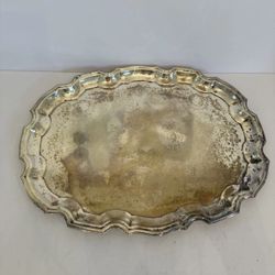 FRANK HAWKER ENGLAND ANTIQUE SILVER PLATED GALLERY TRAY, 18in LONG