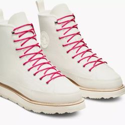 Men’s Size 8.5/10.5 Women's Converse Chuck Taylor Crafted Boot Hi -Color:  Egret/Ivory/Pink 