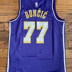 New 2025 purple, Yellow White Purple Los Angeles Lakers Luka Doncic Basketball Jersey