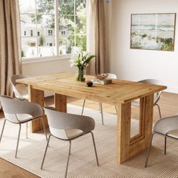 63” Solid Wood Dining Table 