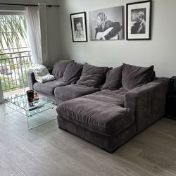 Grey Sectional Sofa Couch. Down Filled!