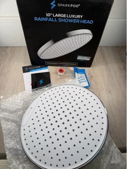 Large water flow！SparkPod Luxury Rainfall Shower Head Chrome 10 Inch NEW 2.5GPM Large water flow