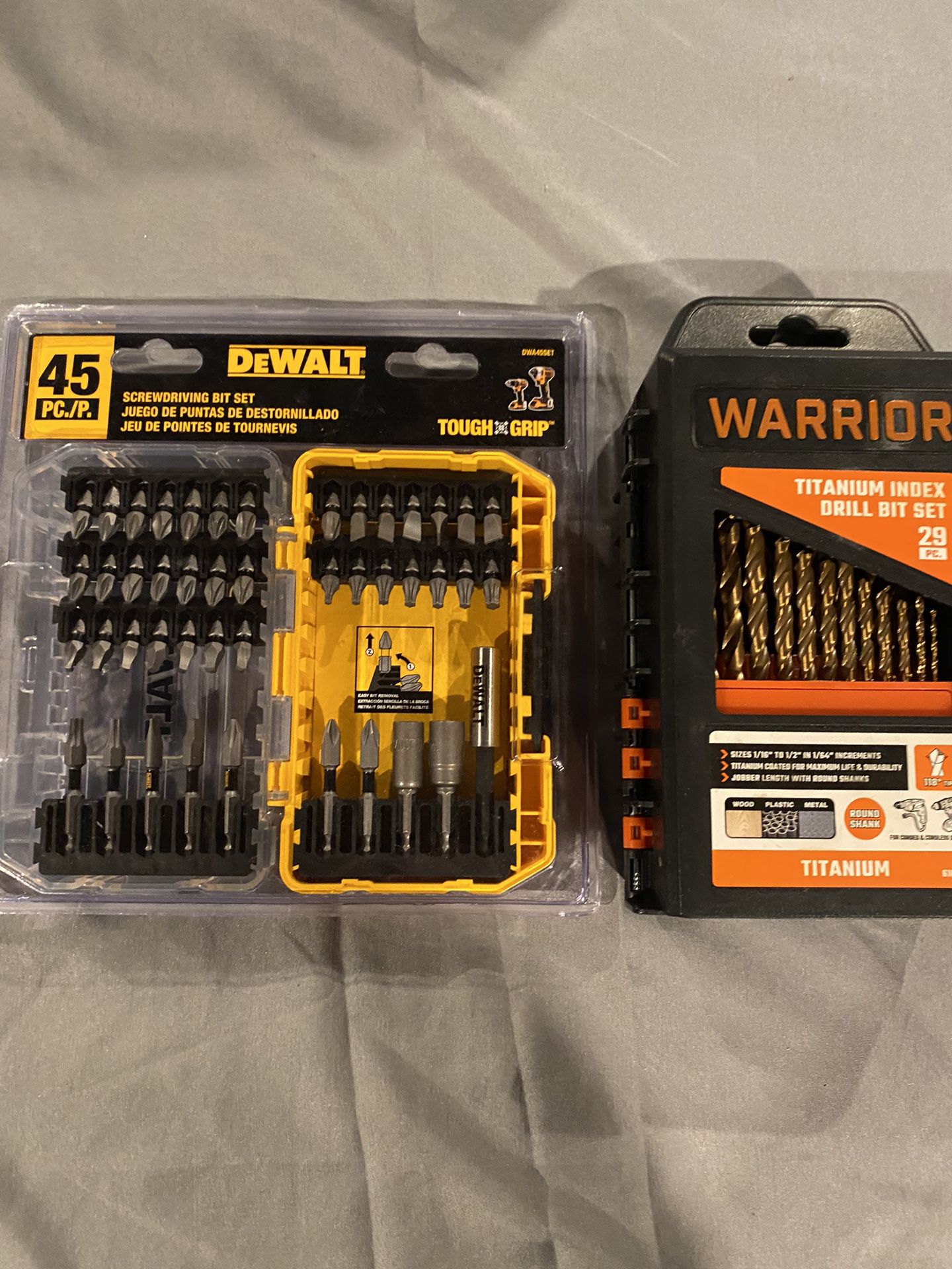 45pc Dewalt Bit Set And 29pc Warrior Drill Bit Set 