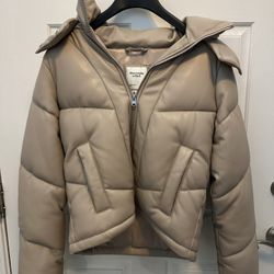 Abercrombie &  Fitch Leather Puffer Jacket 