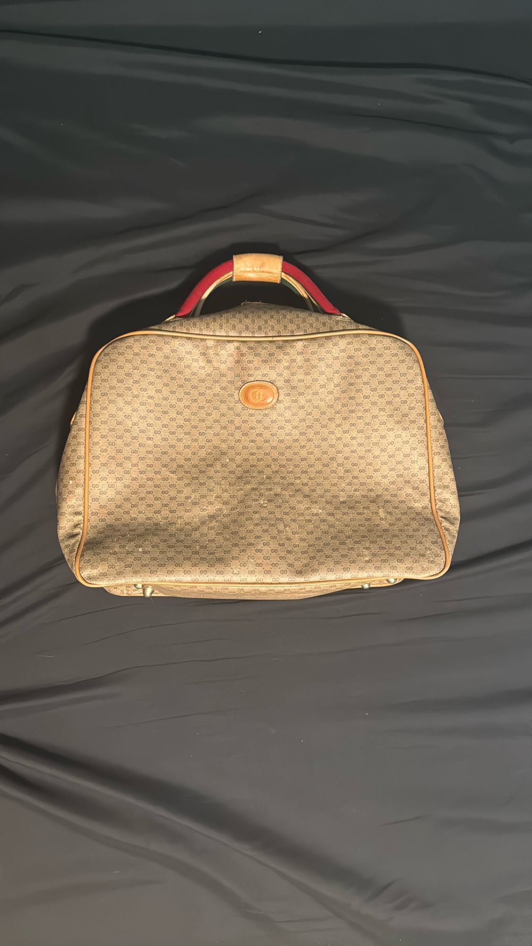 Vintage Gucci monogram vinyl canvas, carry on suit case