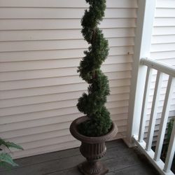 Artificial Spiral Topiary And Urn