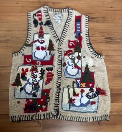 Ugly Christmas Sweater Vest Snowman Women Size Medium by Heirloom Collectibles