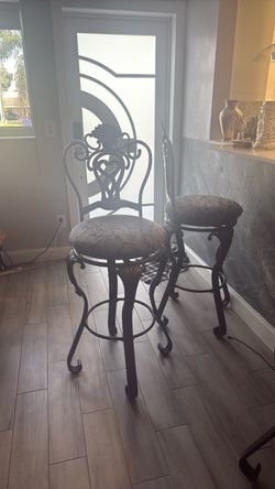 Ornate Wrought Iron Bar Stools Set of 4