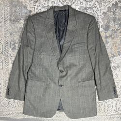 Jos A Bank Signature Collection Blazer Silk Wool Men's Size 46L Tan Checkered 