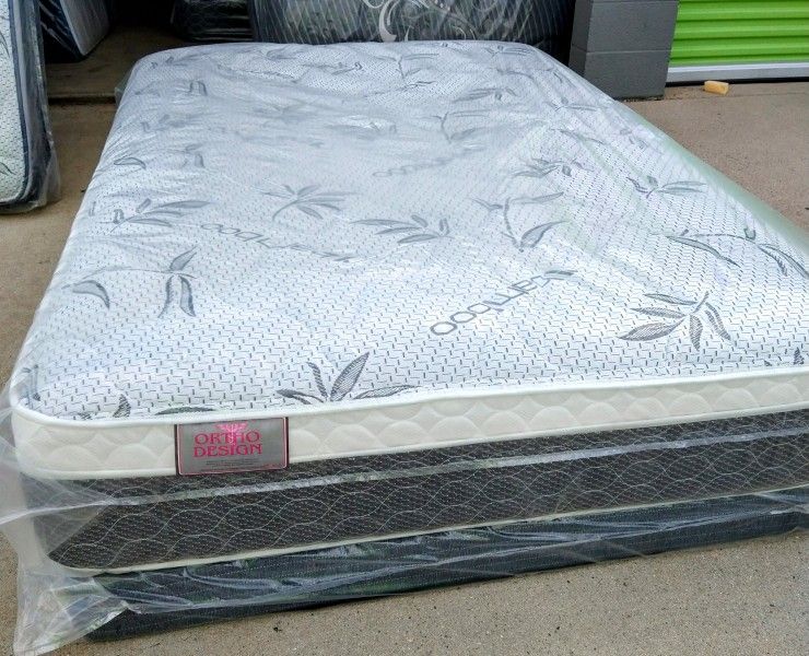 full size bamboo orthopedic pillow top mattress and box spring " all Sizes Available TWIN, FULL, QUEEN, CALIK, EKING"