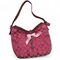 pink coach hampton clip bag 