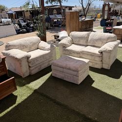 Light Patterned Sofa Armchair Ottoman Set