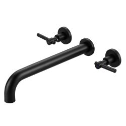 2-Handle Wall Mounted Lever Handle Antique Bathtub Roman Tub Faucet in. Matte Black