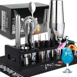 20 Piece Cocktail Shaker Set Stainless Steel Weighted Boston Bar Kit
