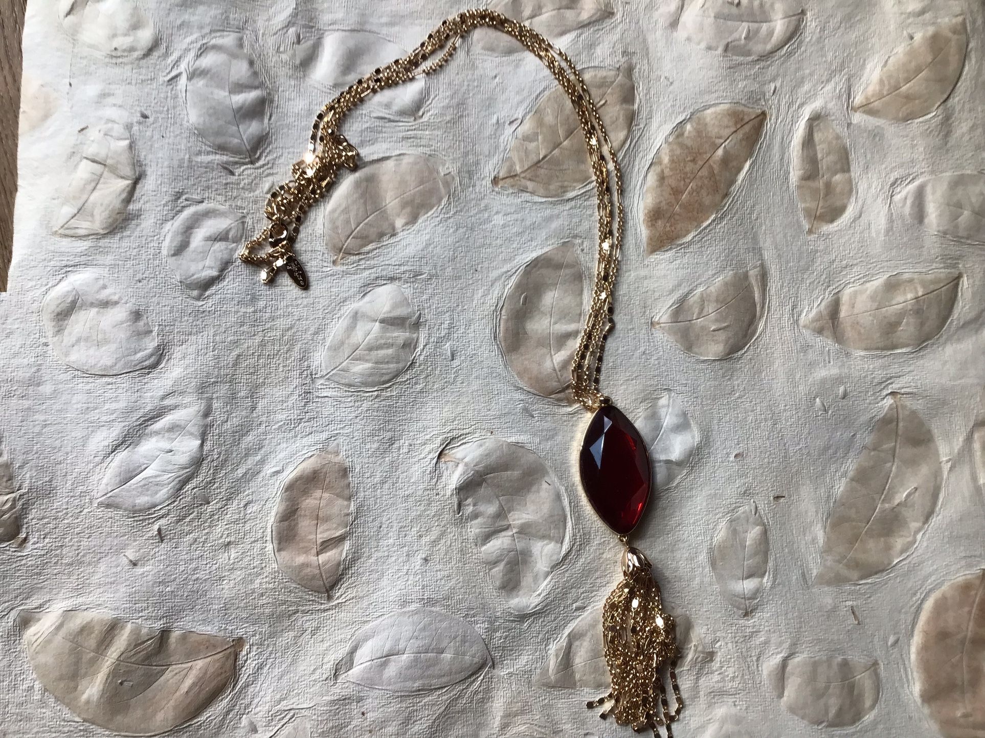 Red Necklace/gold Chain