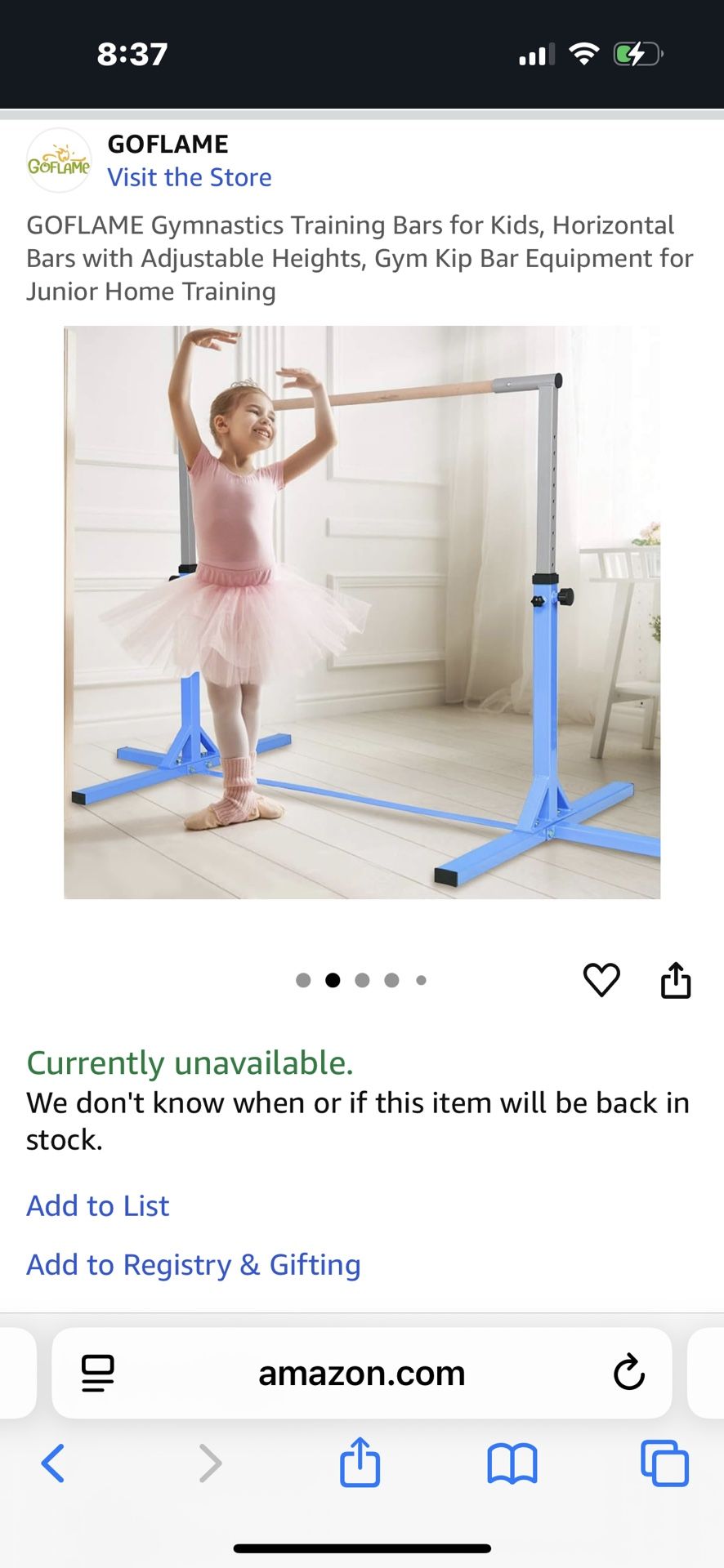 Ballet Barre Or Small Gymnastics Bar