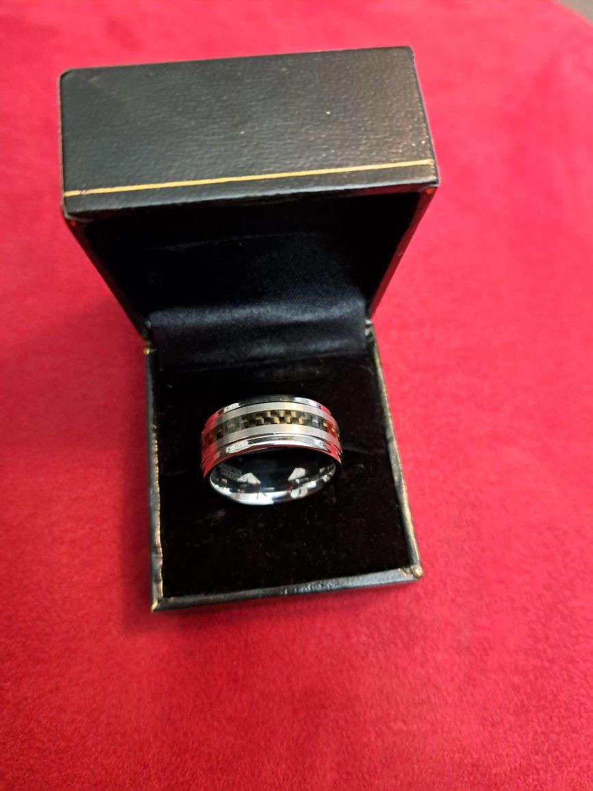 Tungsten Carbide Carbon Fiber Men's Ring