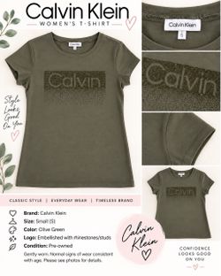 Calvin Klein Women's Olive Green T-Shirt Size Small