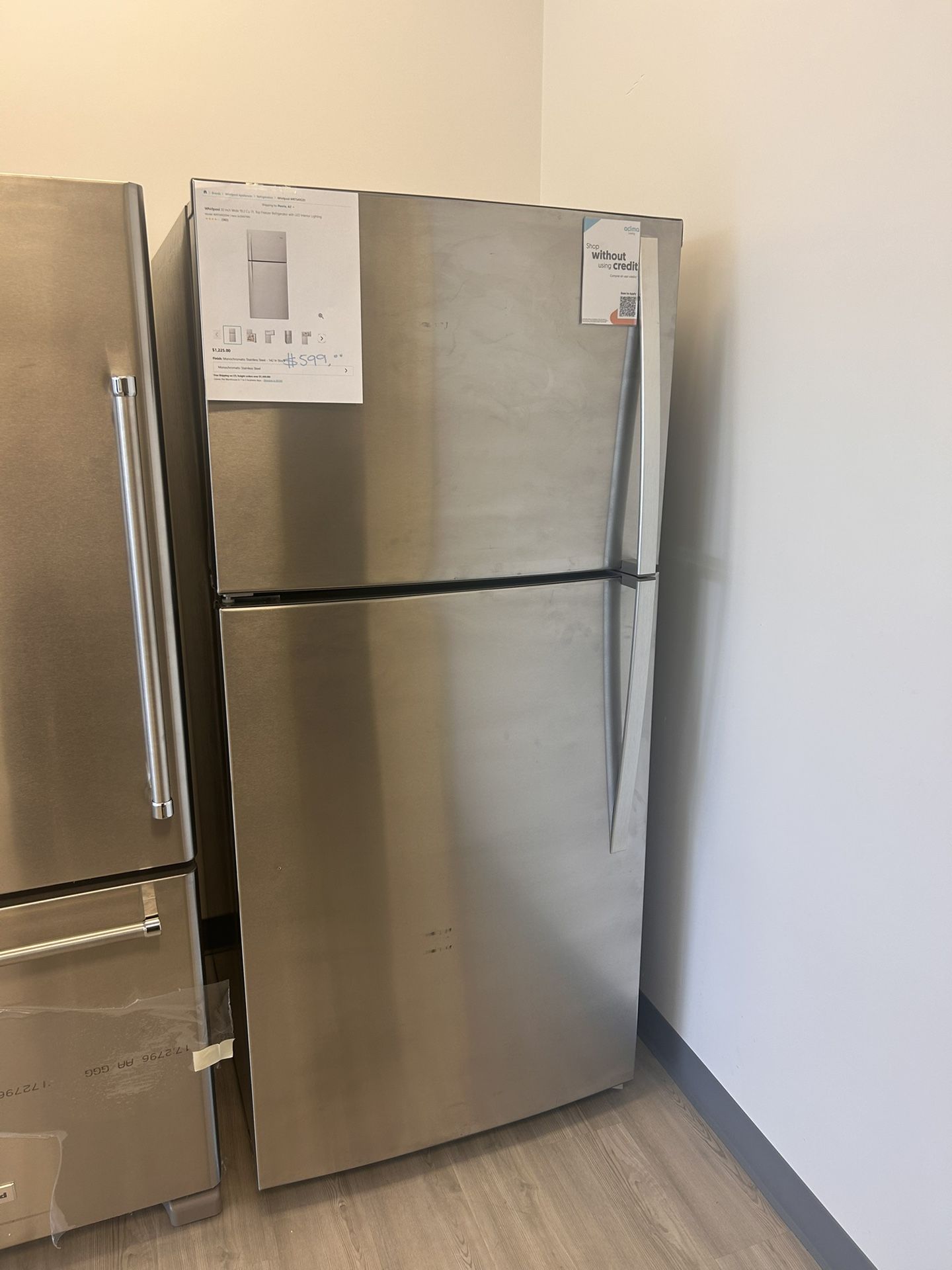 Whirlpool 30 Inch Wide 19.2 Cu. Ft. Too Freezer Refrigerator With Led Interior Lighting