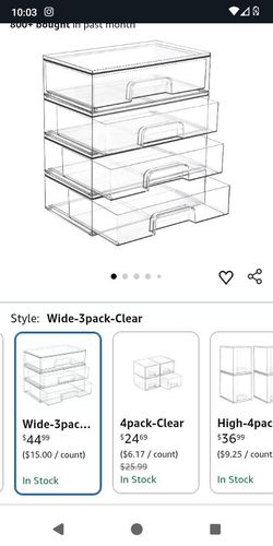 Vtopmart clear stackable storage drawers - 4 pack wide plastic organizers - NEW