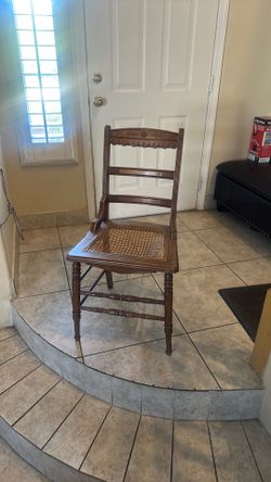 Antique Flower Carved Wooden Chair Made 1(contact info removed) -needs seat repair