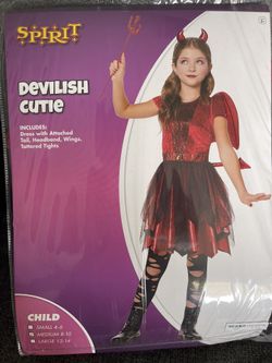 Halloween Devilish Cute Devil For Kids Girl Boy Size M 8-10  