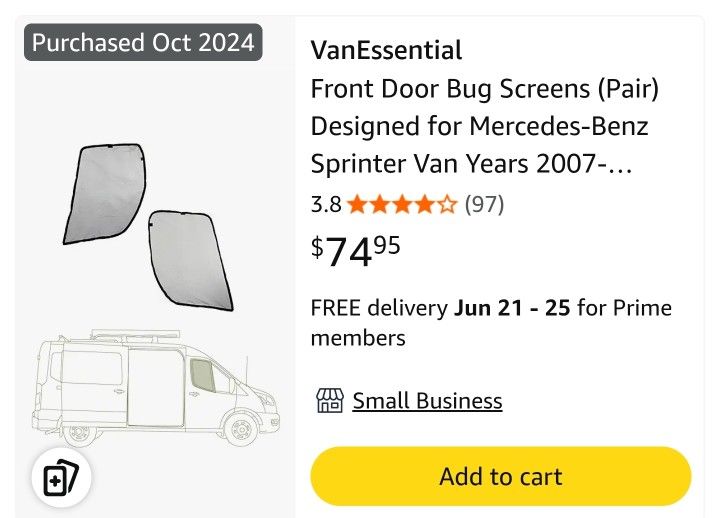 Vanessentials 07+ Sprinter window screens