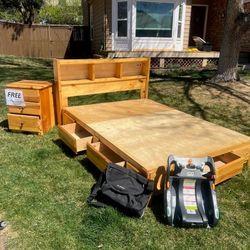 Queen Bed Frame With Drawers And Mattress, Clean 