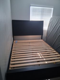 Black queen bed frame
