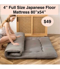 3" Thick Full Size Japanese Floor Futon Mattress, Portable Floor Mattress, Full Size Sleeping Pad Foldable Roll Up Mattress, Portable Floor Mattress