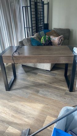 Industrial Wood and Metal Desk with Drawer