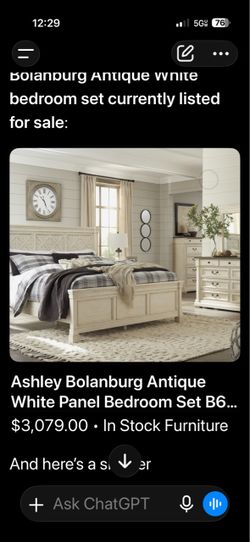 Ashley Bolanburg Antique White Panel Bedroom Set