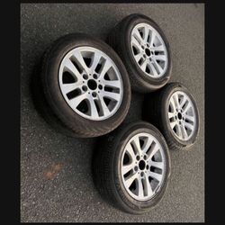 4 — 205/55r16 5x120 5x4.72 Stock Bmw Wheels Rims With Good 80% Treads Tires!!!!!
