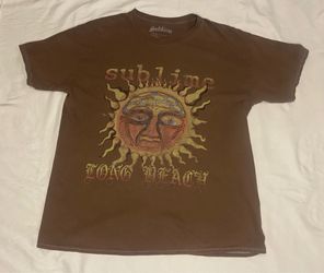 Sublime Shirt Mens Medium Brown Sun Graphic Long Beach CA Band Tee Rock Music