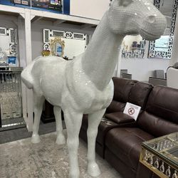 Mirror White Horse Statue