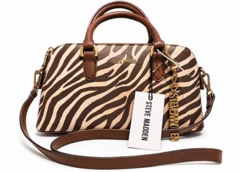 Steve Madden Zebra Print Satchel Crossbody Bag Brown Cream Animal Print NWT