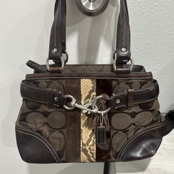 Vintage Y2K Coach Signature Logo Brown Handbag 