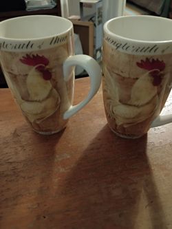 Two chicken coffee cups