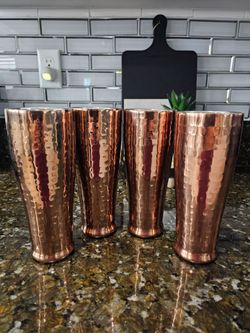 Hammered Copper Stainless lined Pilsner Cups
