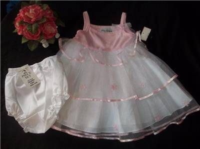 NWT Girls 24M White Tiered Tulle Pink Top Party Wedding Portrait Dress