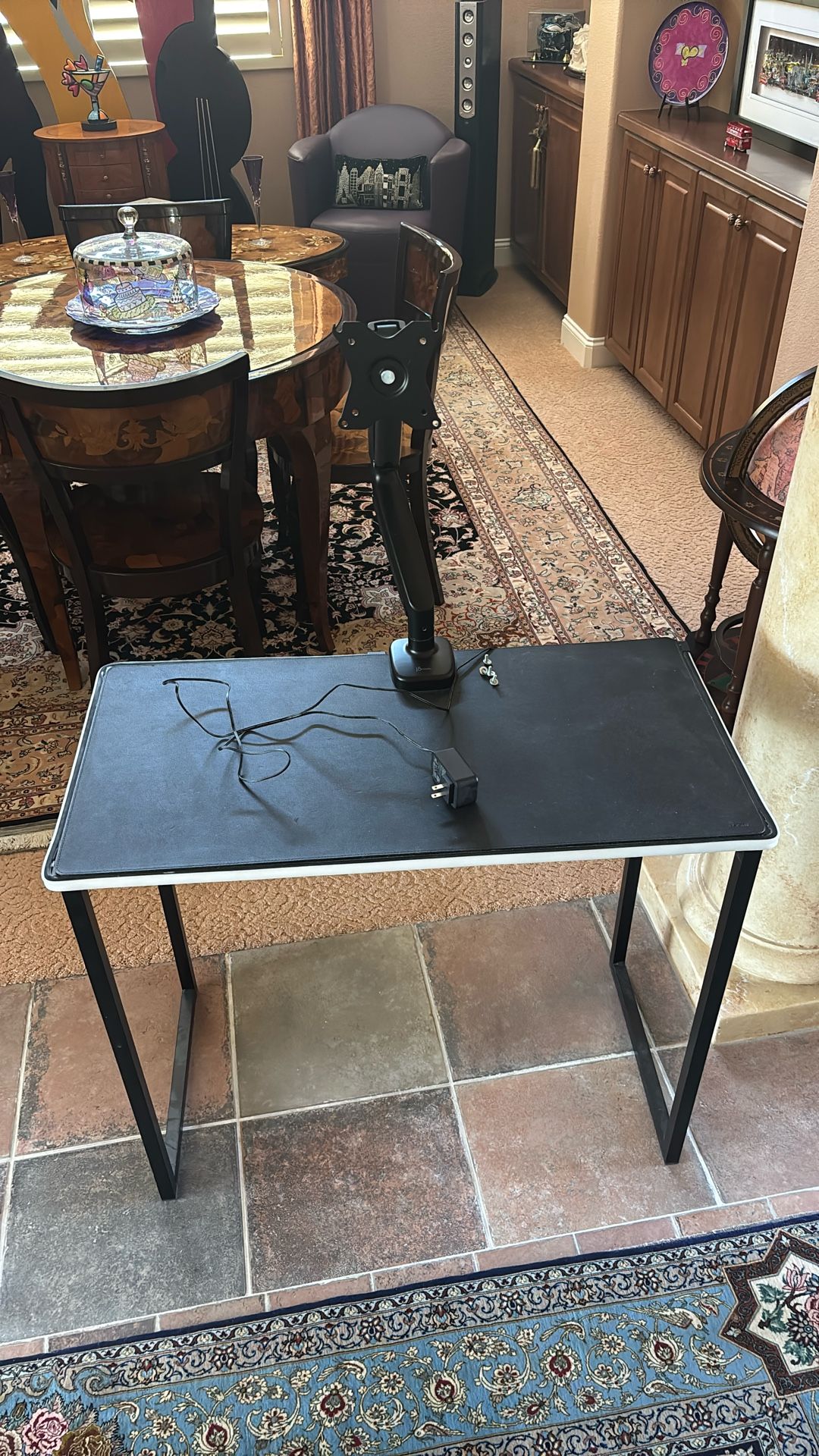 Desk With Computer Arm And Light Strip