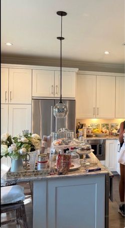 LIGHTS Pair of Smoked Glass Pendant Lights – $40