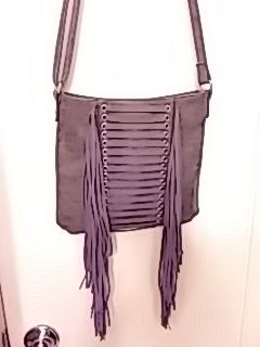 CUTE GRAY Crossbody Purse with Fringe!