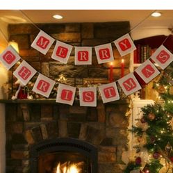 Merry Christmas Burlap Banner 