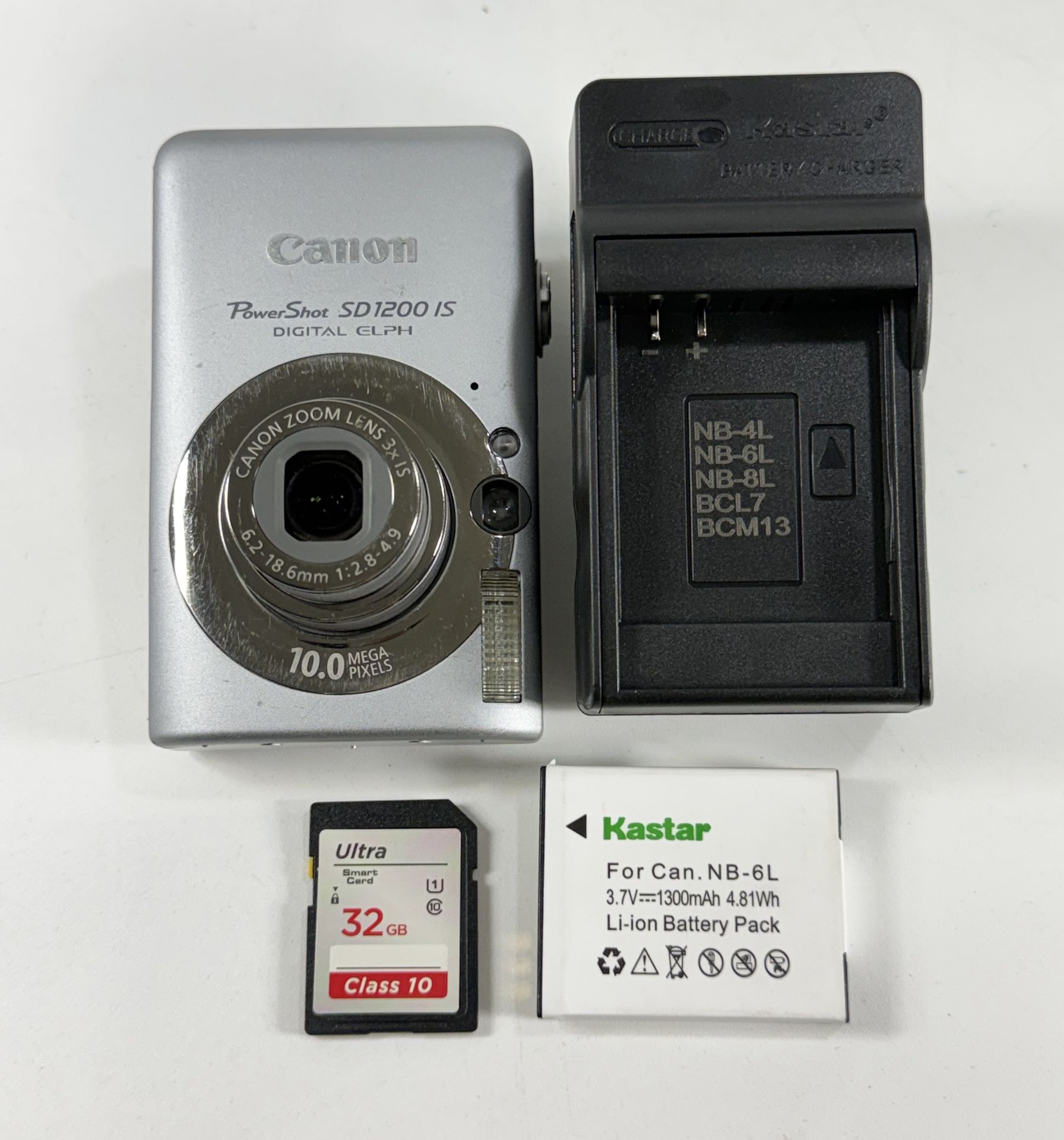 Canon PowerShot ELPH SD1200 IS Silver 10MP Digital Camera with 32GB Memory