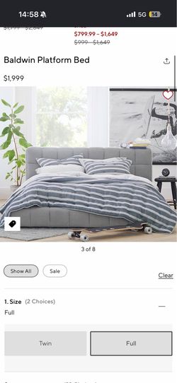 Baldwin Gray Upholstered Platform Bed – Full Size