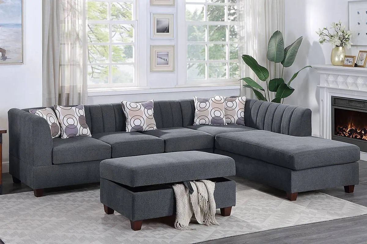 3 PCS Lamerick Collection Reversible Sectional with Storage Ottoman- available in 3 colors Now 1129.00 Free Delivery 🚚