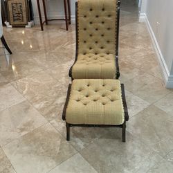 Antique Japanese Obi Chair AND Ottoman 