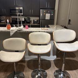 Set A Three White Swivel Barstools